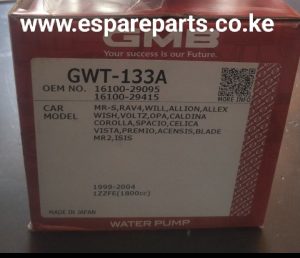 water pump toyota wish rav4 premio allion isis bladecorolla 1ZZFE 1800cc GMB GWT-133A